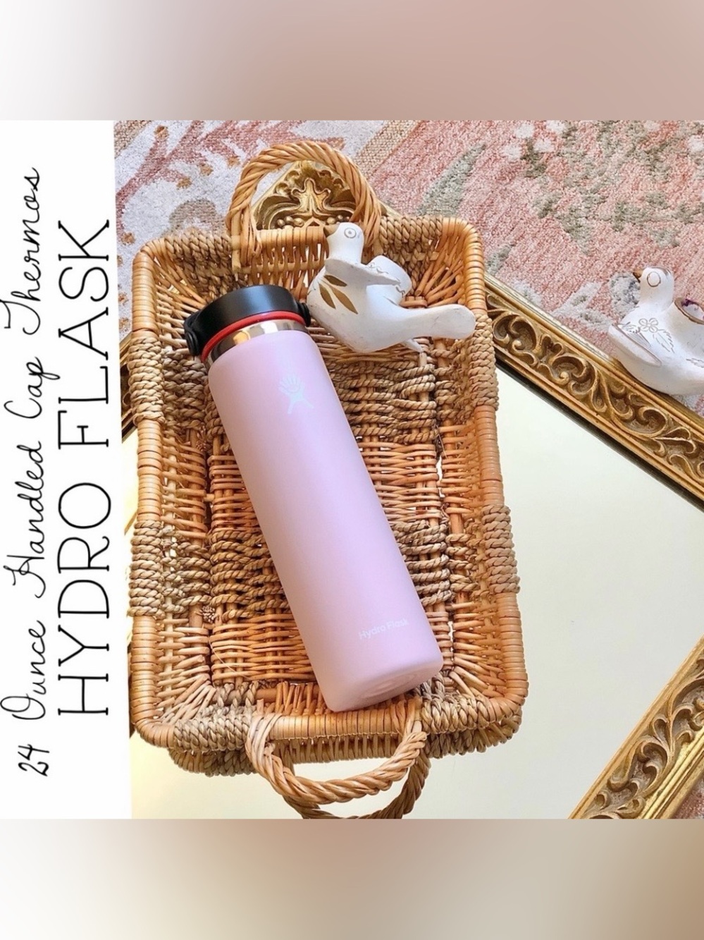 24 Oz. Handled Cap Pink Hydro Flask
